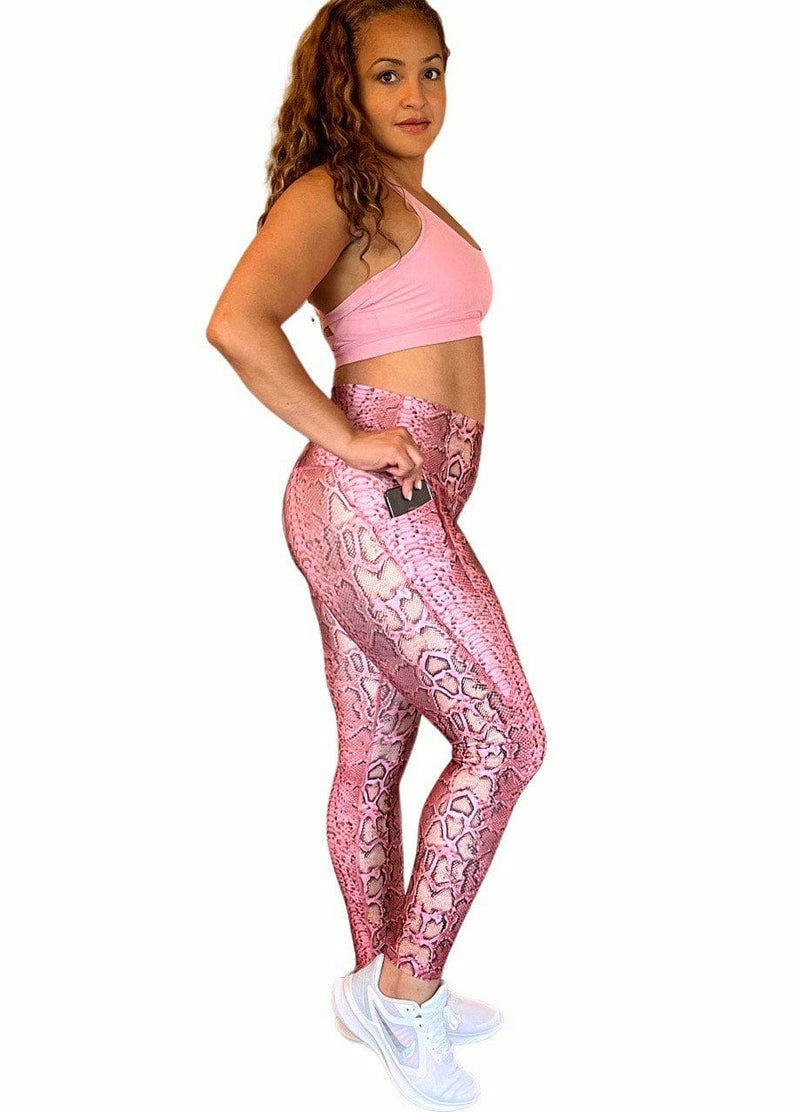 Buy Women's Snake Print Leggings, Pink